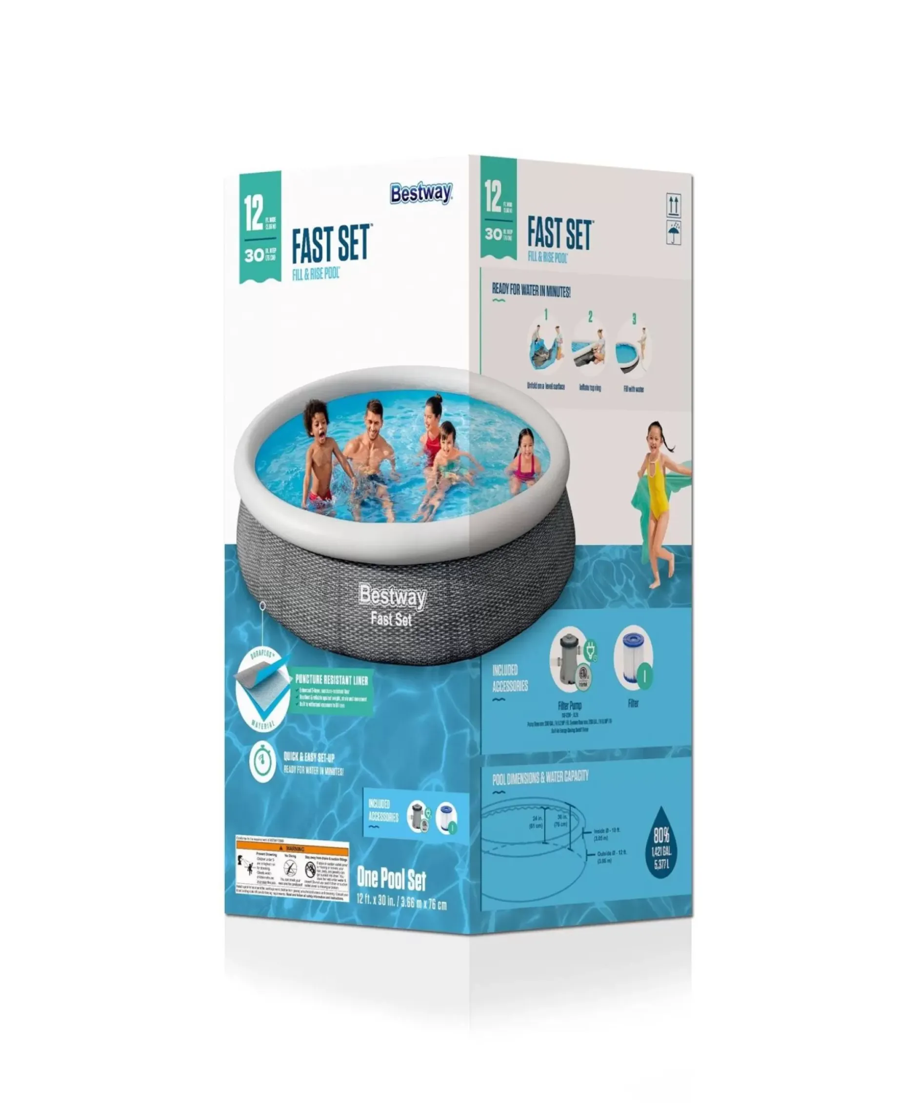 Hot Fast Set 12' X 30" Round Inflatable Pool Set Fast Set Pools