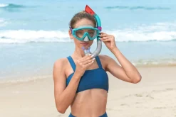 Store Spark Wave Teal Unisex Adult Snorkel Set With Fins, Ages 14+ Swim Gear