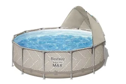 Shop Steel Pro Max 13' X 42 Round Above Ground Pool Set With Canopy Steel Pro Max Pools