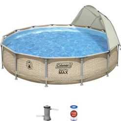 Store Coleman Steel Pro Max 14' X 33 Round Metal Frame Above Ground Pool Set Steel Pro Max Pools