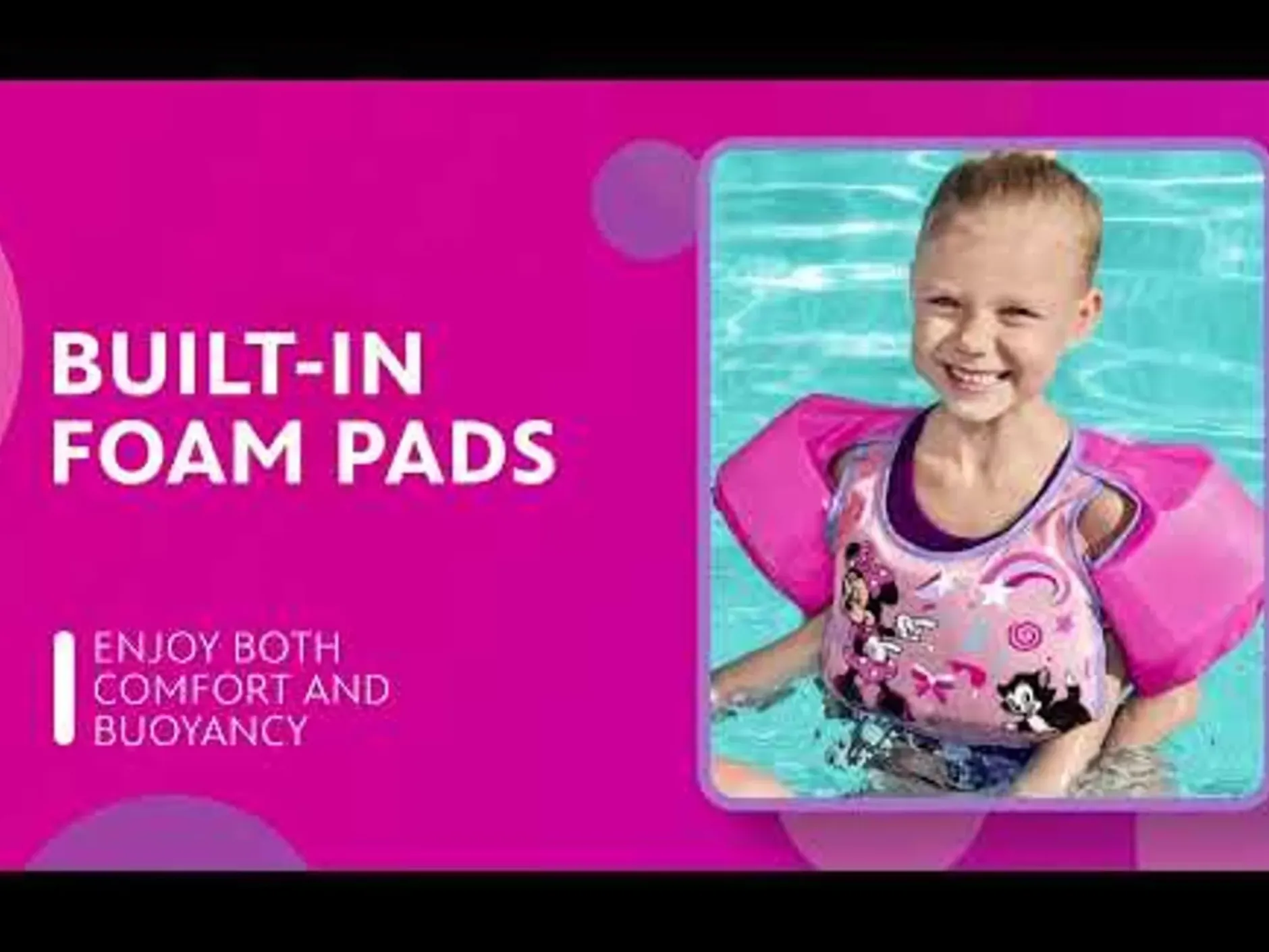 Fashion Disney Junior Minnie Mouse Pink Swim Training Vest With Armbands Swim Trainers