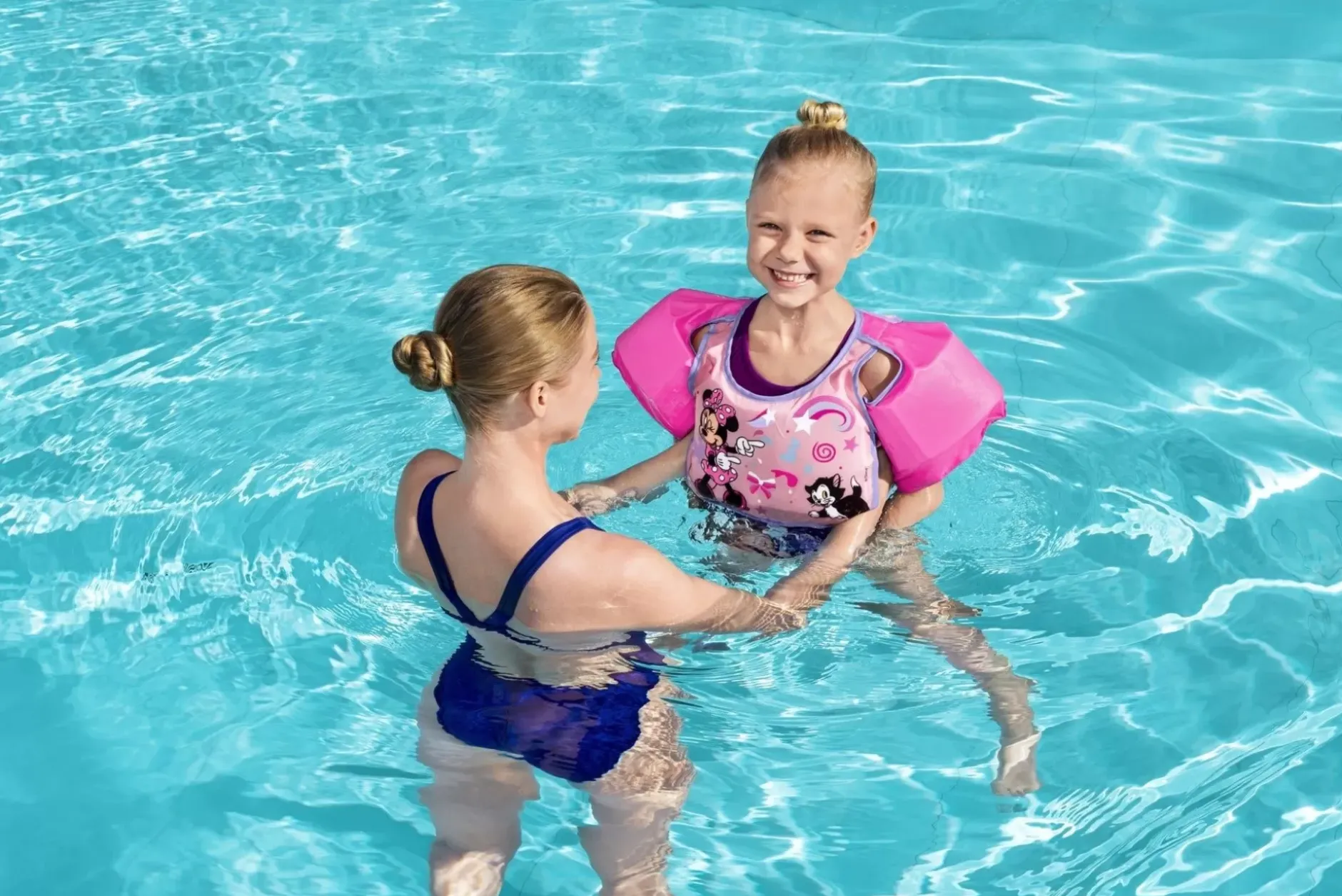 Fashion Disney Junior Minnie Mouse Pink Swim Training Vest With Armbands Swim Trainers