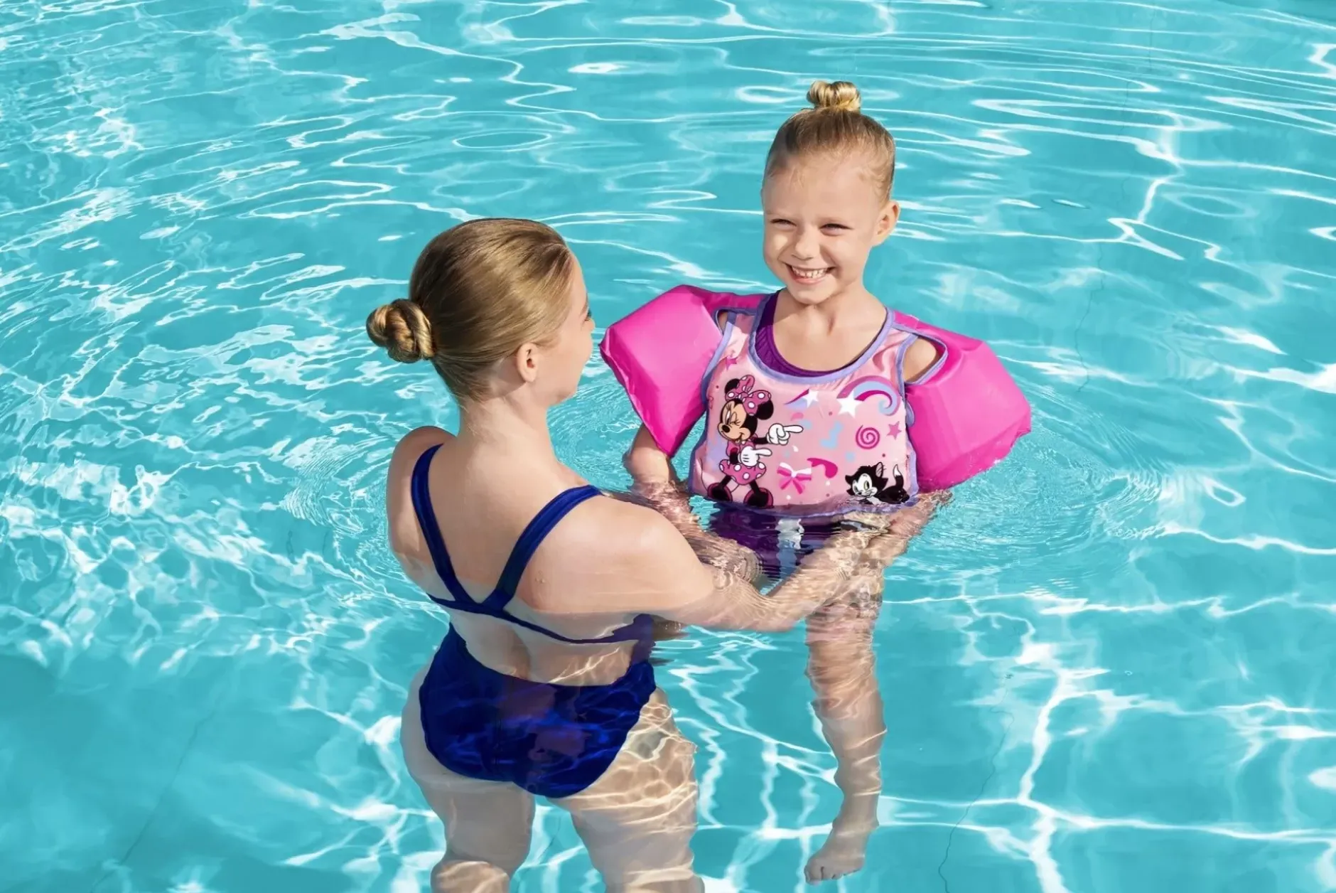 Fashion Disney Junior Minnie Mouse Pink Swim Training Vest With Armbands Swim Trainers