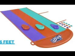 Hot H2Ogo! 16' Triple Water Slide With Sponge Soakers Toys And Three Riders Water Slides