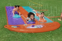Hot H2Ogo! 16' Triple Water Slide With Sponge Soakers Toys And Three Riders Water Slides