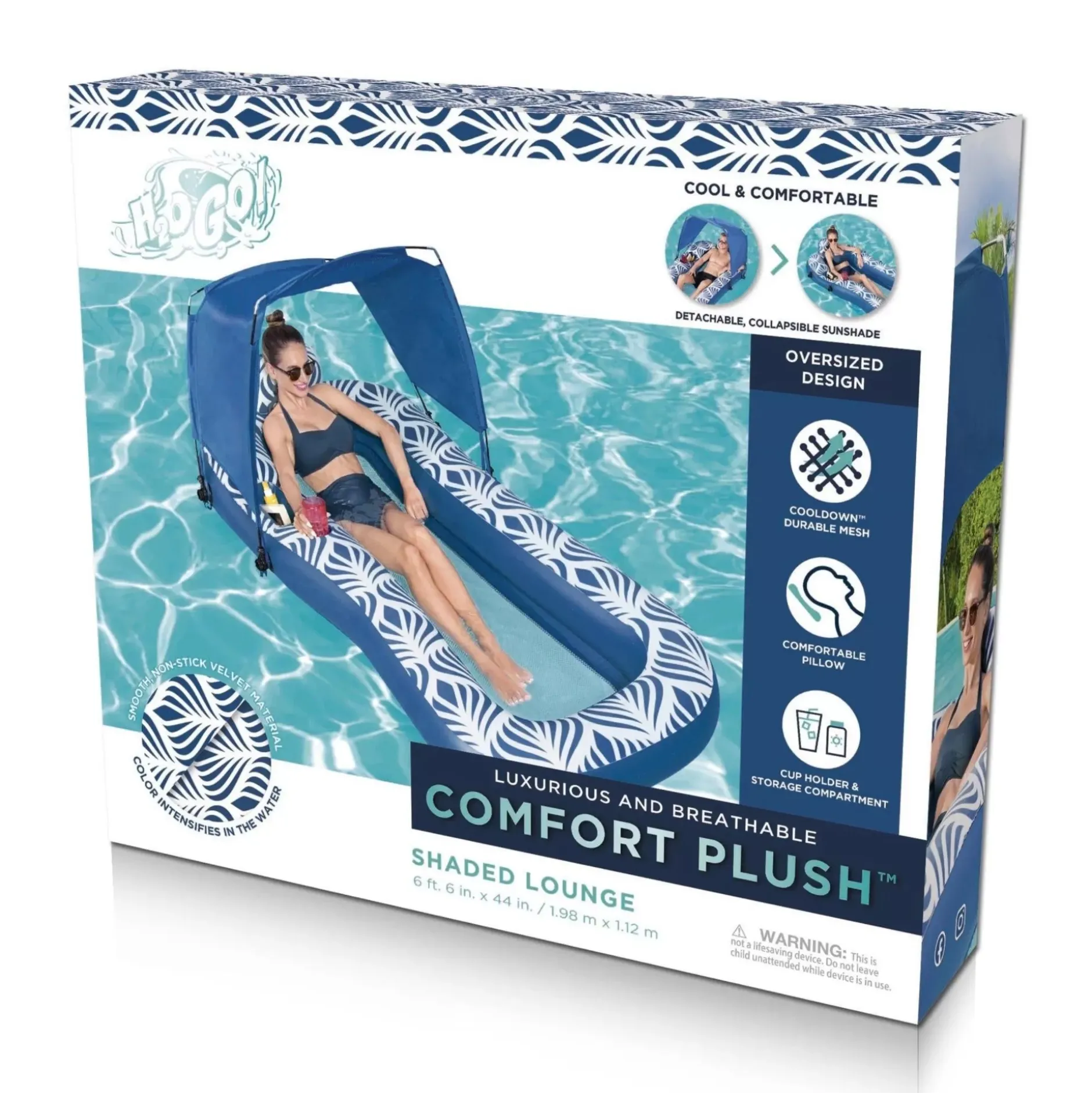 Outlet H2Ogo! Comfort Plush Shaded Pool Lounge Float Pool Floats