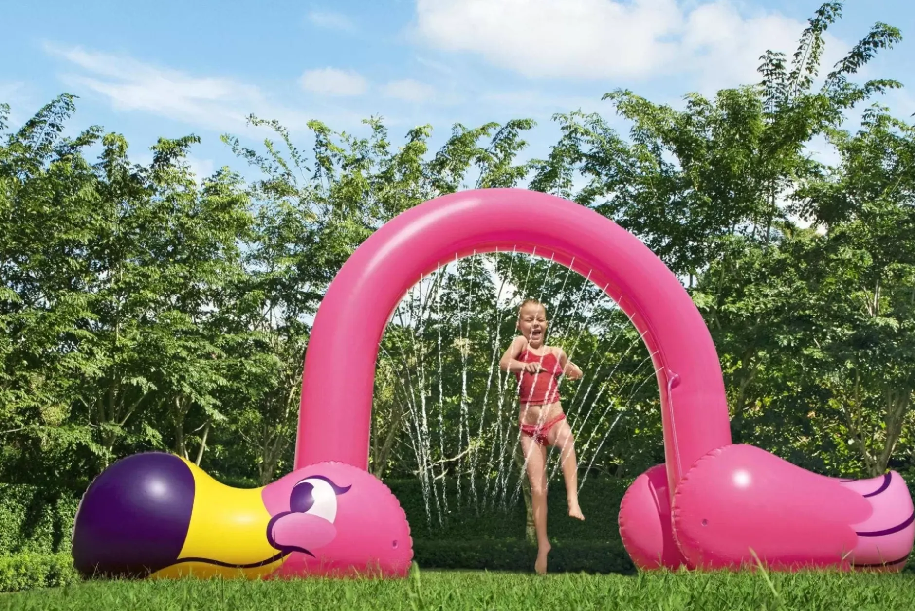 Store H2Ogo! Jumbo Pink Flamingo Inflatable Child Stationary Sprinkler Arch Sprinklers