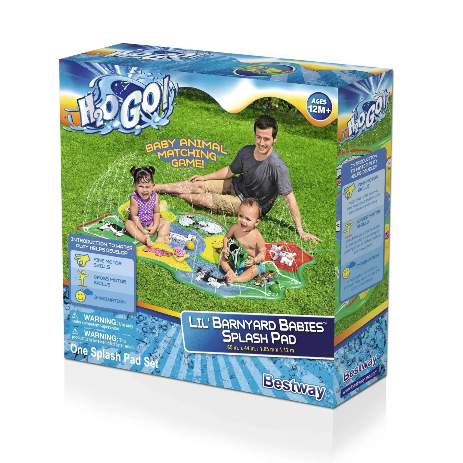 Best H2Ogo! Lil' Barnyard Babies Toddler Multicolor Sprinkler Splash Pad 65 In. X 44 In. Sprinklers