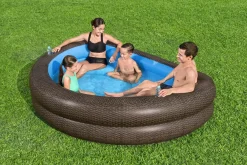 New H2Ogo! Truprint Wicker 7'7 X 70 X 21 Soft Sided Inflatable Family Kiddie Pool Kiddie Pools