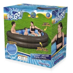 New H2Ogo! Truprint Wicker 7'7 X 70 X 21 Soft Sided Inflatable Family Kiddie Pool Kiddie Pools