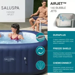 Sale Saluspa Hawaii Airjet Inflatable Hot Tub Spa 4-6 Person Airjet