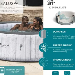 Hot Saluspa Monaco Energysense Smart Signature Airjet Inflatable Hot Tub With App-Control 5-7 Person Airjet
