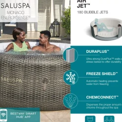 Flash Sale Saluspa Monaco Energysense Smart Signature Airjet Inflatable Hot Tub With App-Control 5-7 Person Airjet