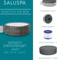 Flash Sale Saluspa Monaco Energysense Smart Signature Airjet Inflatable Hot Tub With App-Control 5-7 Person Airjet