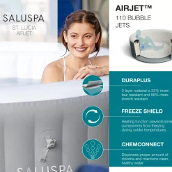 Best Saluspa St. Lucia Airjet Inflatable Hot Tub Spa 2-3 Person Airjet