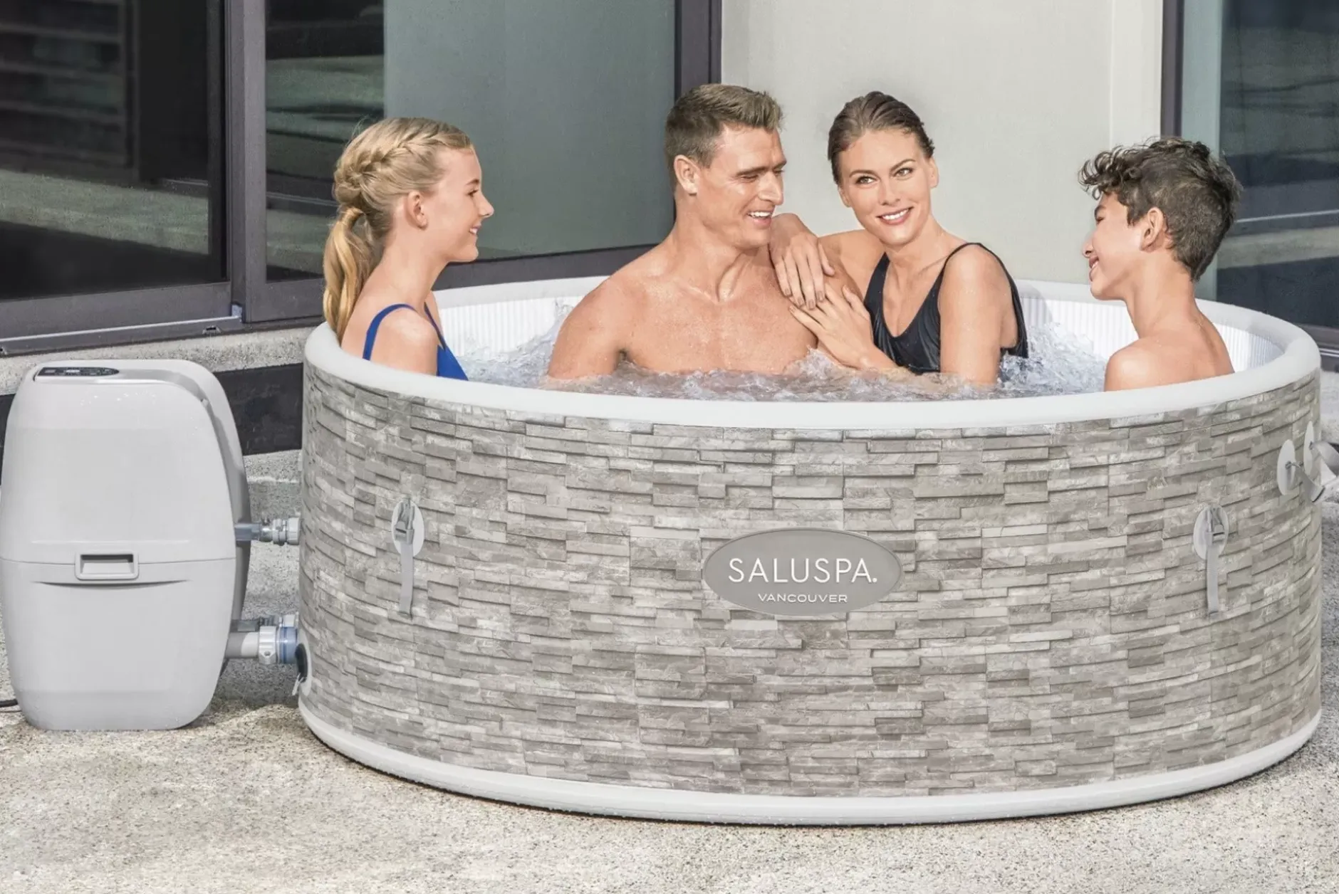 Clearance Saluspa Vancouver Airjet Plus Inflatable Hot Tub With App Control 3-5 Person Airjet