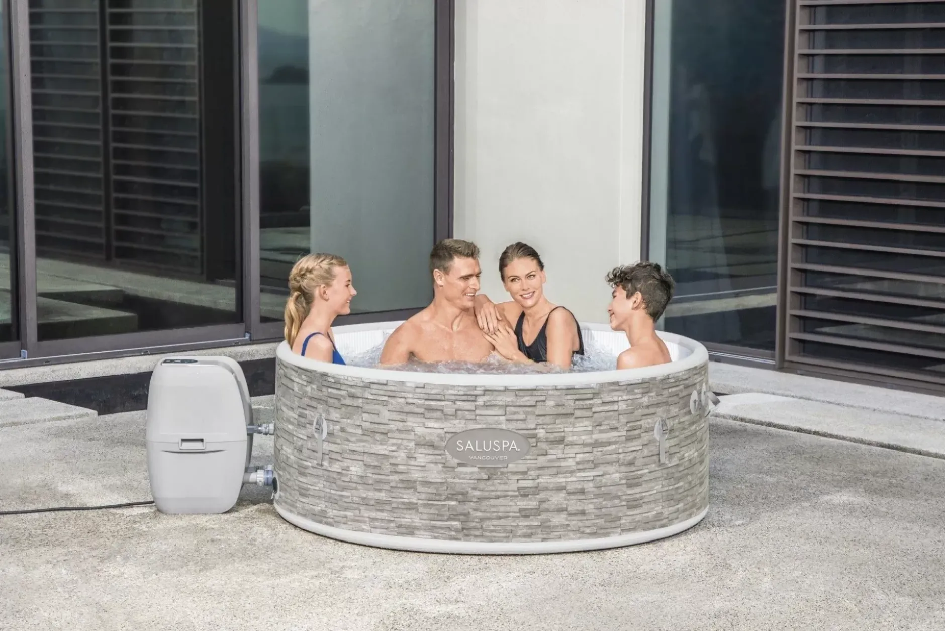 Clearance Saluspa Vancouver Airjet Plus Inflatable Hot Tub With App Control 3-5 Person Airjet